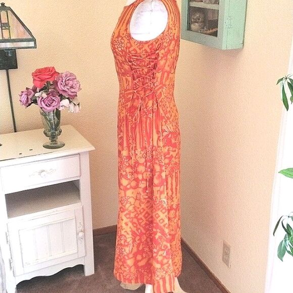Tropical Inspired Orange Midi/Maxi Dress - Picture 4 of 11